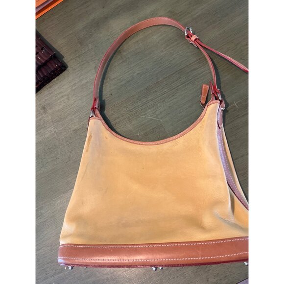 Dooney & Bourke Tan & Brown Leather Shoulder Bag Adjustable Strap All Weather Le - Picture 6 of 9